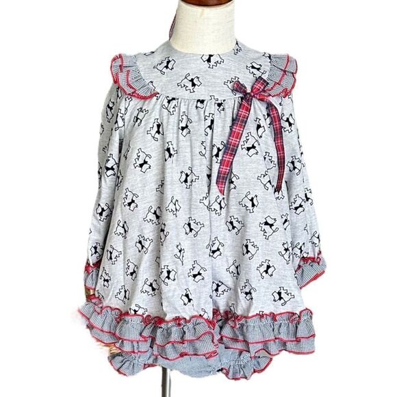 LOLITTOS | Gray & Red | DOGS PRINT TWO PIECES DRESS SET - Picture 3 of 16